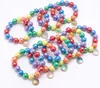 INS 12 stili per bambini Braccialetto di gioielli Perline colorate Cuore di sirena Bracciale con ciondoli a forma di cerchio Bracciale principessa di design carino per regalo di gioielli per ragazza