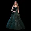 Luxury Forest Green Formal Evening Dresses Strapless Backless Crystal Sequined Prom Dress Sweep Train Plus Size Party Gowns Custom 4030