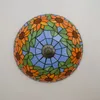 Medelhavet Tiffany Barock Stil Taklampa Stained Glass Pastoral Round Art LED-lampa för vardagsrum Sovrum Aisle taklampa