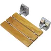 15-3/4 "Moderno de madera maciza de teca plegable cromado montado en la pared Banco de ducha Asiento de bañera abatible