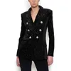 High Street Nieuwste Barok Mode 2019 Designer Blazer Jas Dames Sjaal Kraag Bling Star Velvet Blazer Coat Y191101