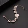 Wholesale- Cat's Eye Opal Flower Chain Bracelet Charming 18K Rose Gold Plated Color Women Bracelet For Women Jewelry