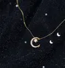 Högkvalitativ 100 925 Sterling Silver Necklace Idea Product Moon och Star CZ Diamond Handgjorda halsband hela228E5142185