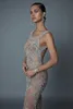 Berta 2020 Evening Dresses Jewel Ärmlös Lace Appliques Sequins Mermaid Prom-kappor Öppna Back Sweep Train Special Occasion Dress