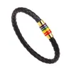 Couro genuíno arco-íris sinal LGBT charm wrap pulseiras para mulheres homens gay lésbicas aço inoxidável fivela magnética pulseira pulseira jóias