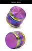 Newest 63mm 4part Drum Rainbow Metal Sharpstone Herb Grinder Zinc Alloy Tobacco Rainbow Grinder for smoking dry herb Crushing machine