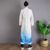 Tradicional cuello mandarín chino Tang traje de Hanfu larga túnica clásico cheongsam vestido para los hombres de la película de televisión Kung Fu desgaste de la etapa Cosplay