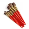 فرش ماكياج La Beaute Chinese-Red Brush Set - Saihoko Goat Hair 8-Brushes Face Eye Kit