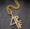 4PF Pendant Necklace Iced Out Lab Diamond Letter Number DJ Rapper Jewelry Street Style Chain GD7