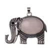 Elephant Gemstone Pendant Silver Plated Cute Elephant Gemstone Necklace Men and Women Simple Necklace 12pcs176r