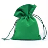 10x15cm Presente verde de veludo sacos de cordão bolsas Jóias doces Sacos favores do casamento