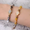Natursten Agate Bead Druzy Charm Armband för Kvinnor Handgjorda Fatima Hamsa Handpärlor Flätade Armband med kort Smycken Vänner Gåvor