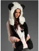 Partihandel-Winter Hat New Fashion Animal Warm Winter Faux Fur Hat Fluffy Plush Cap Hood Scarf Shawl Glove Dint