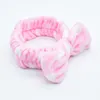 Fleece Bow Headbands For Women Girls Wash Face Makeup Bath Solid Striped Polka Dots Hairband Turban Hair Accessories