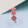 2020 New Spring Rose Pink Daisy Flower Trio Anelli per le donne Anello nuziale 925 gioielli in argento sterling intero 188792C019213477