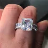 Anello promessa abbagliante Anello in argento sterling 925 con taglio principessa e fidanzamento con diamanti per donna Gioielli da dito da uomo