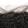 Cabelo virgem indiano 3 pacotes com 13 x 6 rendas frontais cabelo do bebê 4 pçs/lote Kinky encaracolado tramas duplas cor natural 10-30 polegadas