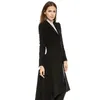 Long Wool Coat Women Dovetail Lapel Office Wear Plus Size Winter Warm Skinny Ladies Simple Elegant