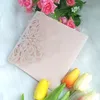 Couverture d'invitation de mariage rose Blush, découpée au Laser, suites d'invitation de mariage à trois volets, invitations personnalisées à faire soi-même avec poche pour carte RSVP