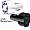 QC3.0 adaptateur de Charge rapide 2 ports USB + type-c Cigarette de voiture rapide 5V/3.5A USB Charge rapide 3.0 chargeur de voiture Charge rapide