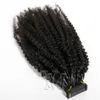 Tweede generatie 5 strengen 1 stuk Afro Kinky Krullend Recht Diep Water Yaki 4A 4B 4C Cuticula Uitgelijnd Maagd 6D Pre Bonded Braziliaans Indiaas Human Hair Extensions