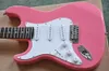 Vermelho canhoto / guitarra elétrica rosa com Rosewood Fretboard, White Pickguard, Pickups SSS, pode ser personalizado como pedido