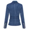 ALTA QUALITÀ New Fashion 2018 Designer Blazer da donna Bottoni in metallo con leone Doppio petto Giacca in denim Cappotto esterno CJ191201