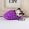 Zacht konijn haar schattige slaap kitten haar bal mobiele telefoon hanger schattige sleutelhanger hoge kwaliteit Mooie geschenk