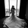 Arabiska Aso Ebi Plus Storlek Lyxiga Mermaid Bröllopsklänningar Lace Beaded Crystals Sheer Neck Wedding Dress Bridal Gowns Vestidos de Noiva