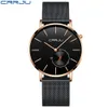 Nouvelle mode Simple hommes montre CRRJU conception Unique noir montres à Quartz décontractées hommes de luxe affaires montre-bracelet Zegarek Meskie237E