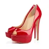 Hot Sale Peep Toe Woman High Heel Platform Heels Nude Patent Leather Sexy Female Dress Shoes Pumps OL Party Shoes