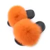 Coolsa New Fox Fur Slippers Real Fur Slides Fluffy Fox Hair Sandals PU Flat Women Fuzzy Home Flip Flop Beach Shoes