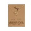 Hot 12 zodiac Necklaces with Gift card constellation sign Pendant Gold chains Necklace For Men Women Fashion Jewelry in Bulk