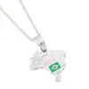 Silver Brazil Map National Flag Necklaces Pendant For Women Brazilians Chain Jewelry