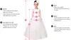 2020 Modest Jewel Long Sleeve Flower Girl Dresses Bow Hand Made Flowers Pearls Wedding Party Tiered Tulle Sweep Train Princess Girl Dress