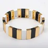 Roxanne Assoulin Miyuki Tila Bracelet Enamel Tile Rainbow Mulitcolor Stackable Metal Tile Woman Stretch Bracelet Bohemian Tila Bangle