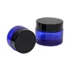 20g 30g 50g Cosmetic Jar Blue Glass Jar Cosmetic Lip Balm Cream Jars Round Glass Bottle with inner PP Liners