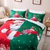 Klassische Frohe Weihnachten Wagen-Muster 3Pcs / Set-Drucken-Bettwäsche-Sets Weiche 100% Baumwolle Bettwäsche Bettwäsche Outlet
