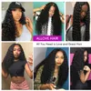 Allove Brazilian Indian Extensions Peruvian Water Human Hair Bundles With Closure 13x4 Lace Frontal Body Loose Deep Kinky Curly for Women Jet Black Color 8-28 inch