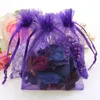 Atacado Sacos de Jóias MISTURADO Organza Jóias Festa de Casamento Sacos de Presente de Natal Roxo Azul Rosa Amarelo Preto Com Cordão 9*12cm