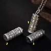 925 Sterling Silver Tube Locket Pendant Buddhist Antique Shurangama Mantra Vajry Pestle Amulets Talismans Urn Necklace Om Mani Padme Hum