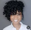 Celebrity Pineapple Updo Natuurlijke Kinky Hairstyle 100 Menselijk Haar Paardenstaart Weave Jet Black Curly Hair Puff Free Ship