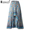 Everkaki Boho Print Long Skirts Women Bottoms Elastic Waist Gypsy Ethnic Ladies Skirt Female 2020 Spring Summer New Fashion