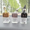 Cubo oco Car Perfume Bottle ornamento retrovisor Hanging Air Freshener para óleos essenciais Difusor Fragrance vazio vidro Garrafa Livre navio