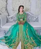 Plus Sizes Evening Dresses Long Sleeved Emerald Green Muslim Formal Evening Dress Abaya Designs Dubai Turkish Prom Gowns Moroccan Kaftan