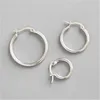 925 Sterling Silver Hoop Earring Round Circle Loop Earrings For Women Simple Silver Geometric Earring Brincos de Prata