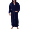 Män mjuka korall fleece solida färgfickor lång bad kappa hem klänning sleepwear mens pyjamas pyjamas set sleepwear set loungewear