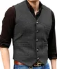 2019 Derniers gilets de marié de mariage en laine Tweed à chevrons Gilets de garçons d'honneur vert foncé Gilets de costume pour hommes Slim Fit Gilet de robe pour hommes Gilet