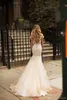 Sexy elegante sirena blanca vestidos de novia fuera del hombro apliques de encaje tul país vestidos de novia tren de barrido Vestidos personalizados De Soiree