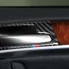 Wnętrze Wnętrze Carbon Wnętrze Drzwi Klamka Pokrywa Wykończenia Drzwi Miska Naklejki Dekoracja Dla BMW E70 E71 X5 X6 2008-2013 2014 Akcesoria